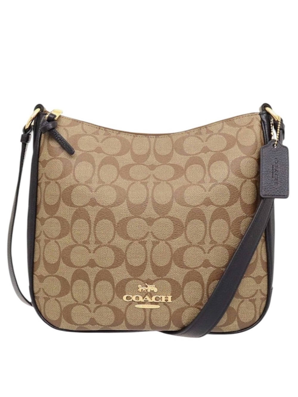 Coach NWT Ellie File Signature Logo Crossbody Bag in Tan and Black